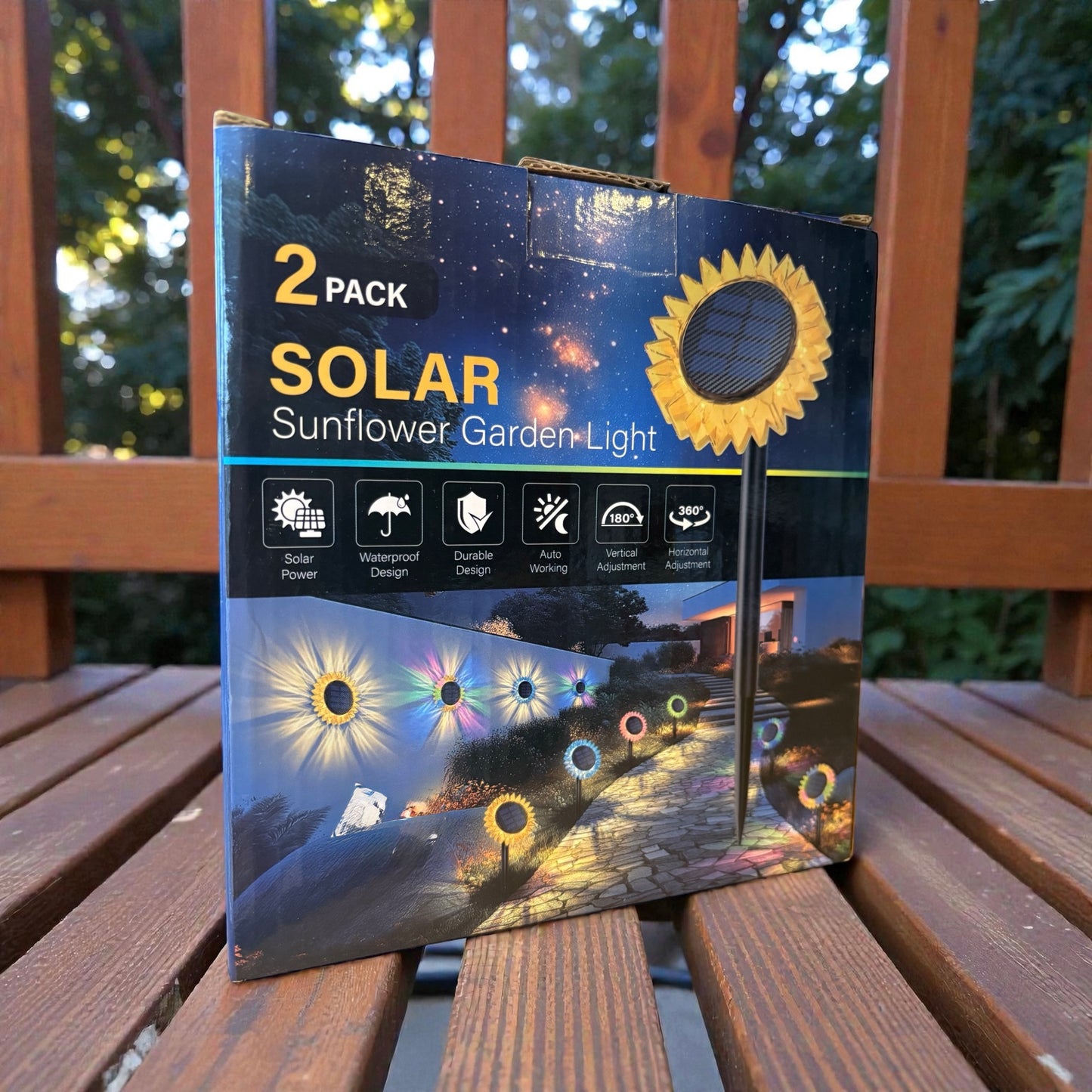 Set Of 2 Solar Sunflower Light