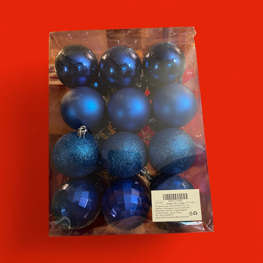 Pack Of 24 Blue Christmas Baubles