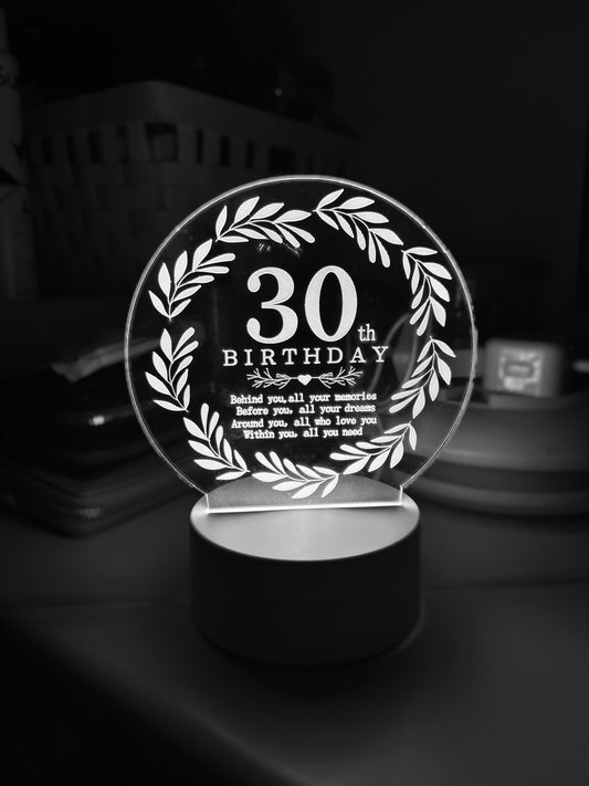 LED Happy 30th Light