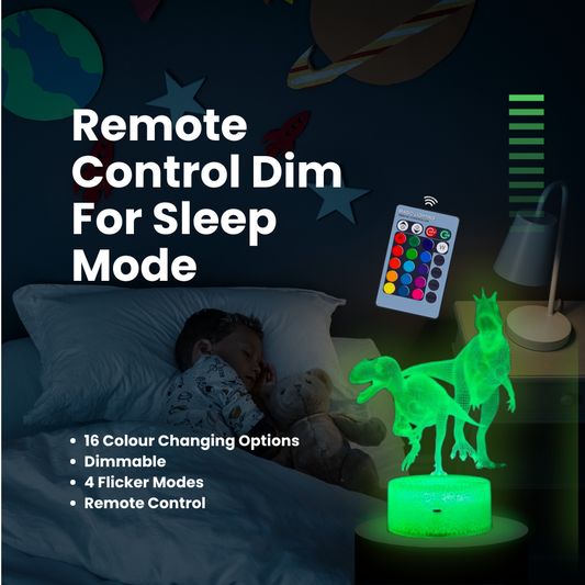 3D Colour Changing Dinosaur Night Light with Remote Control